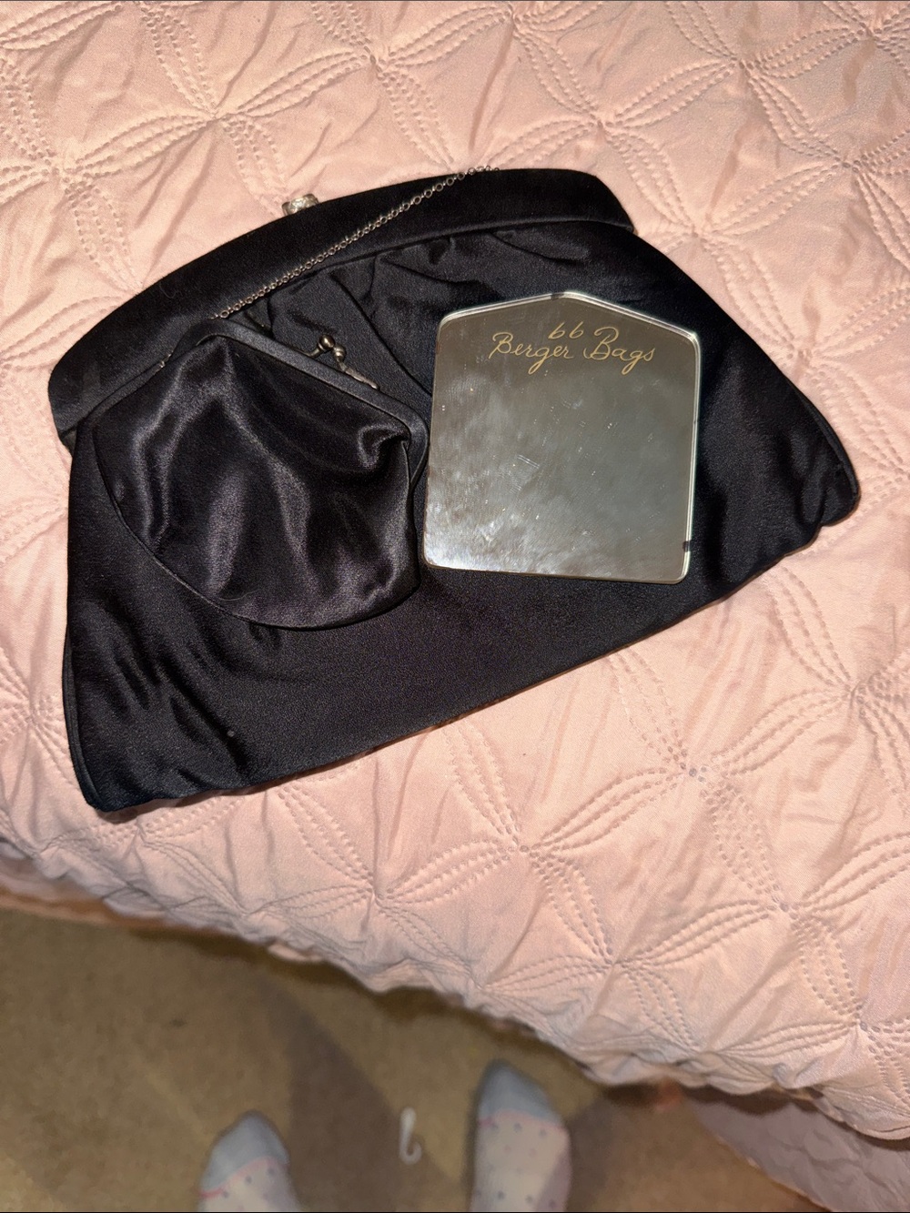 Vintage black Berger bag Black Satin Evening Clutch